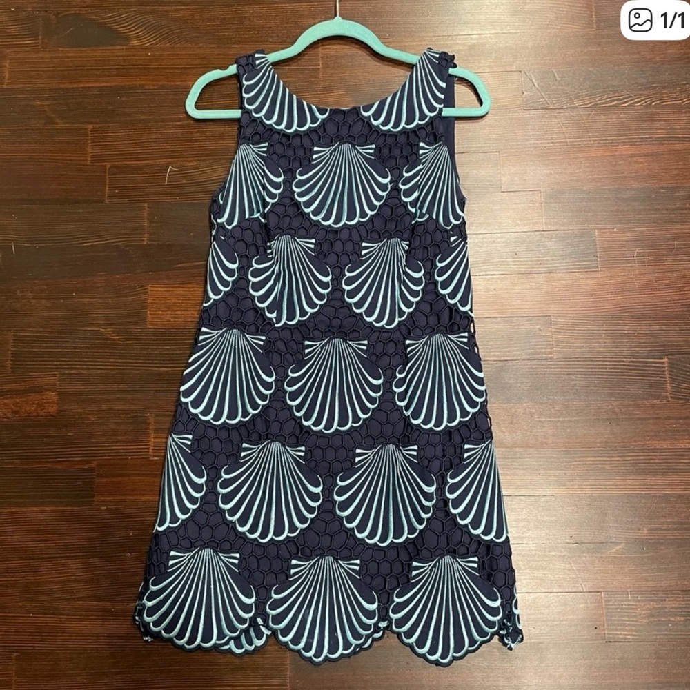 Lily Pulitzer Navy and White Shell Pattern Dress